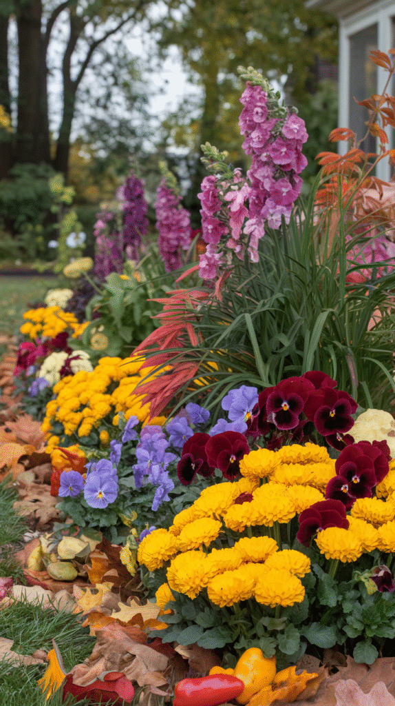 Colorful fall plants creating a striking seasonal display