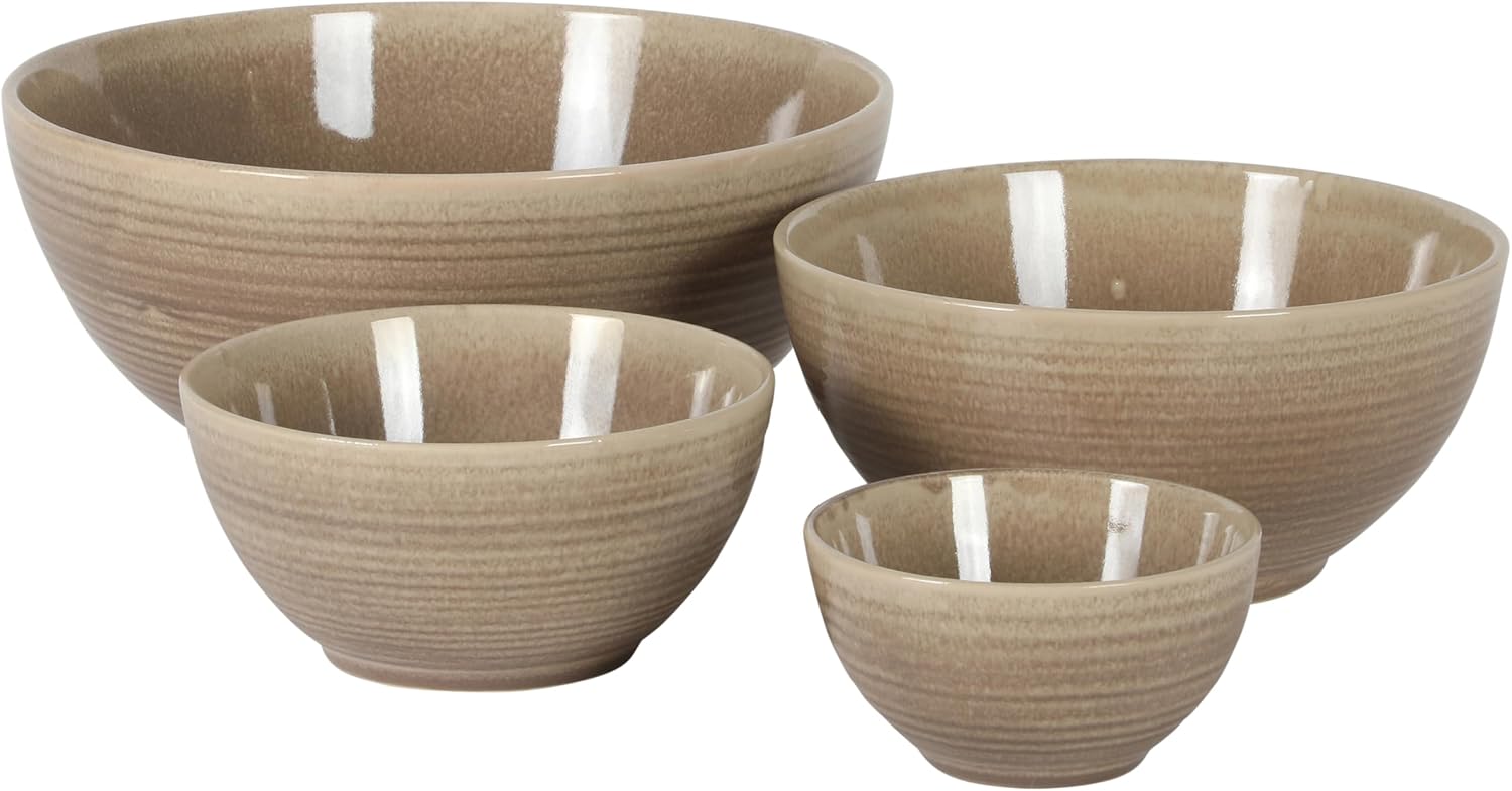 Gibson Elite Maple Grove 4-Piece Stoneware Nesting Bowl Set