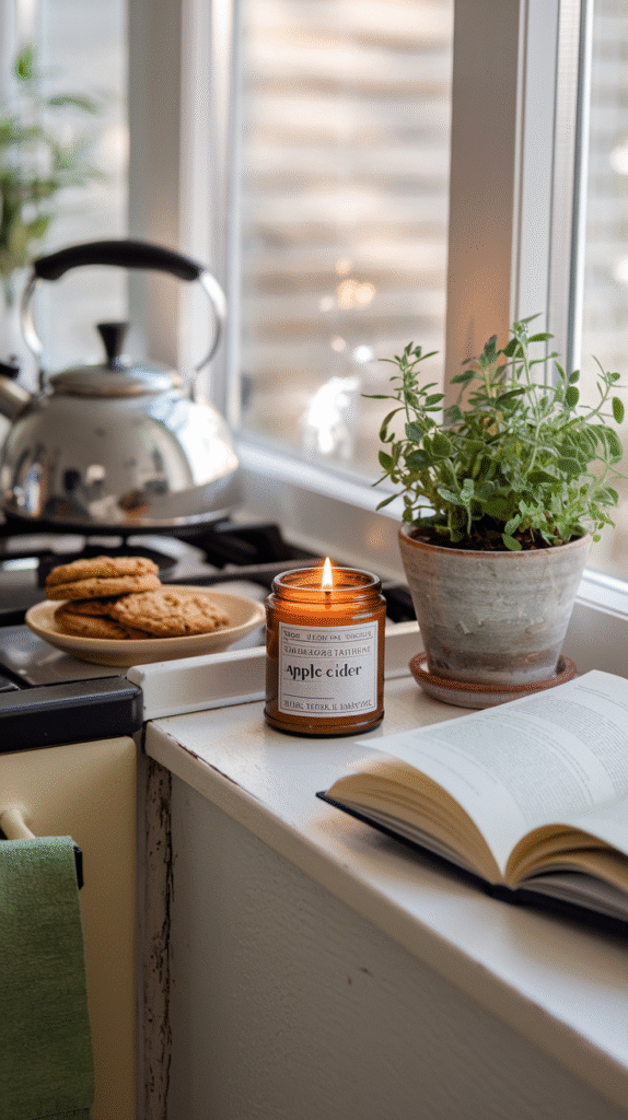 Fall-scented candles creating warm autumn ambiance