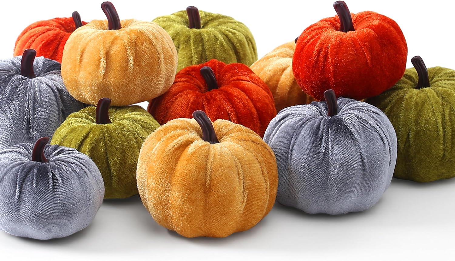 SITUMEIZI Assorted Small Velvet Pumpkins, Thanksgiving Centerpiece Decor