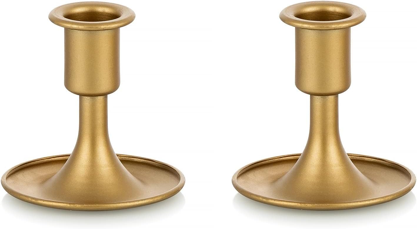 Romadedi Gold Taper Candle Holders, Set of 2