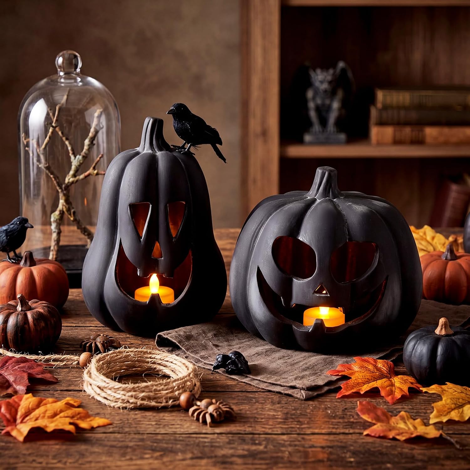 Tioncy Black Terracotta Jack O Lantern Pumpkin Halloween Decor