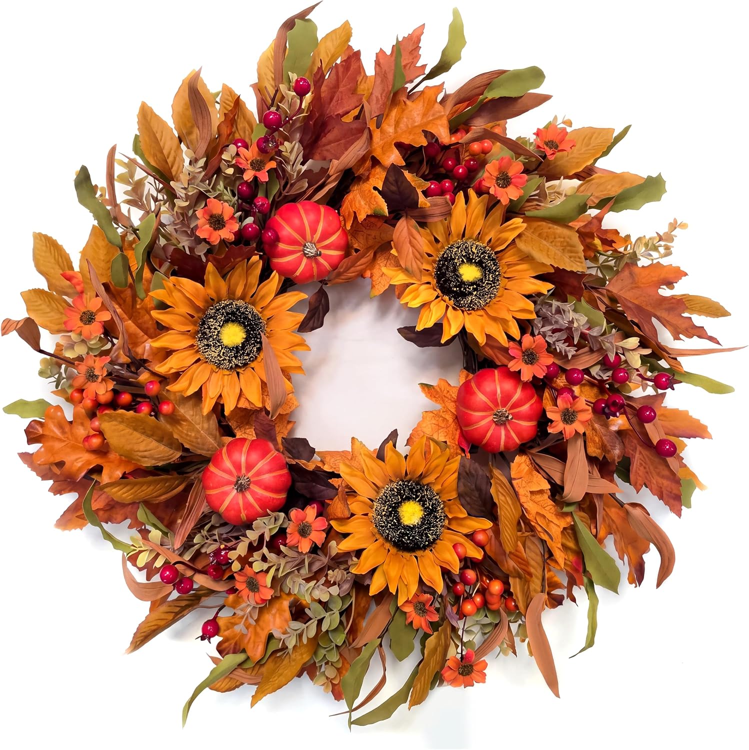 Harvest Fall Wreath for Front Door, Farmhouse Thanksgiving Decor