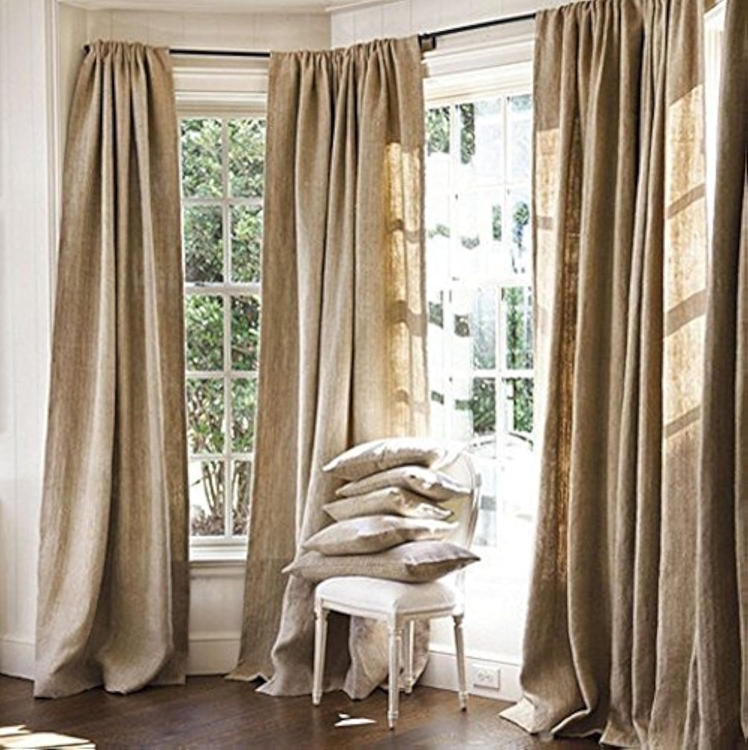 AK Trading Co. 100% Jute Burlap Window Curtain Panel, Made in USA