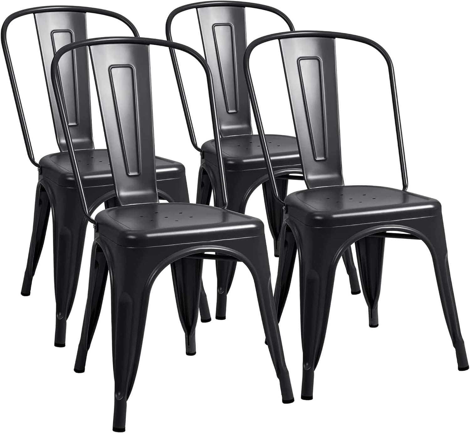 Furmax Metal Stackable Trattoria Dining Chairs, Indoor Outdoor