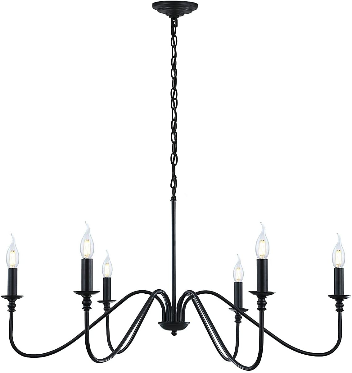 Miluolan Black 6-Light Farmhouse Chandelier for Dining Room