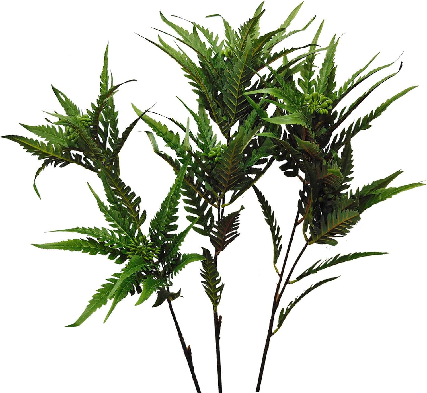Bendable Faux Greenery Stems, 37.4 Inch, 3 Pcs, Artificial Fern Branches