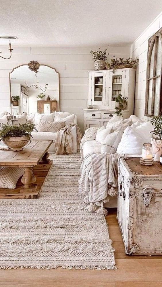 Farmhouse interior built up gradually with a mix of old and new pieces