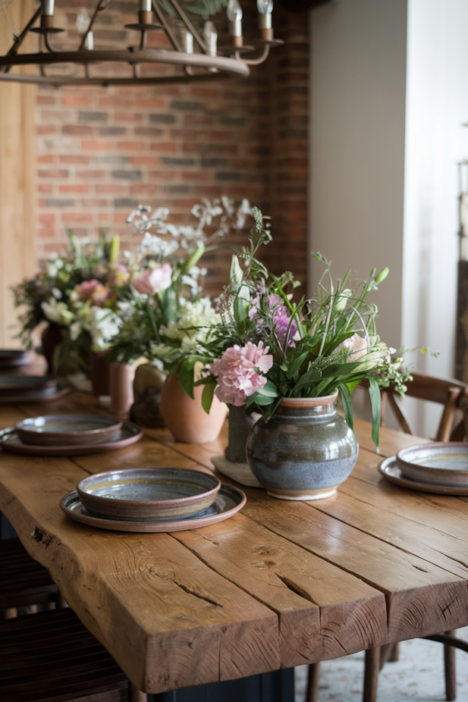 Handmade extending farmhouse table with artisanal character