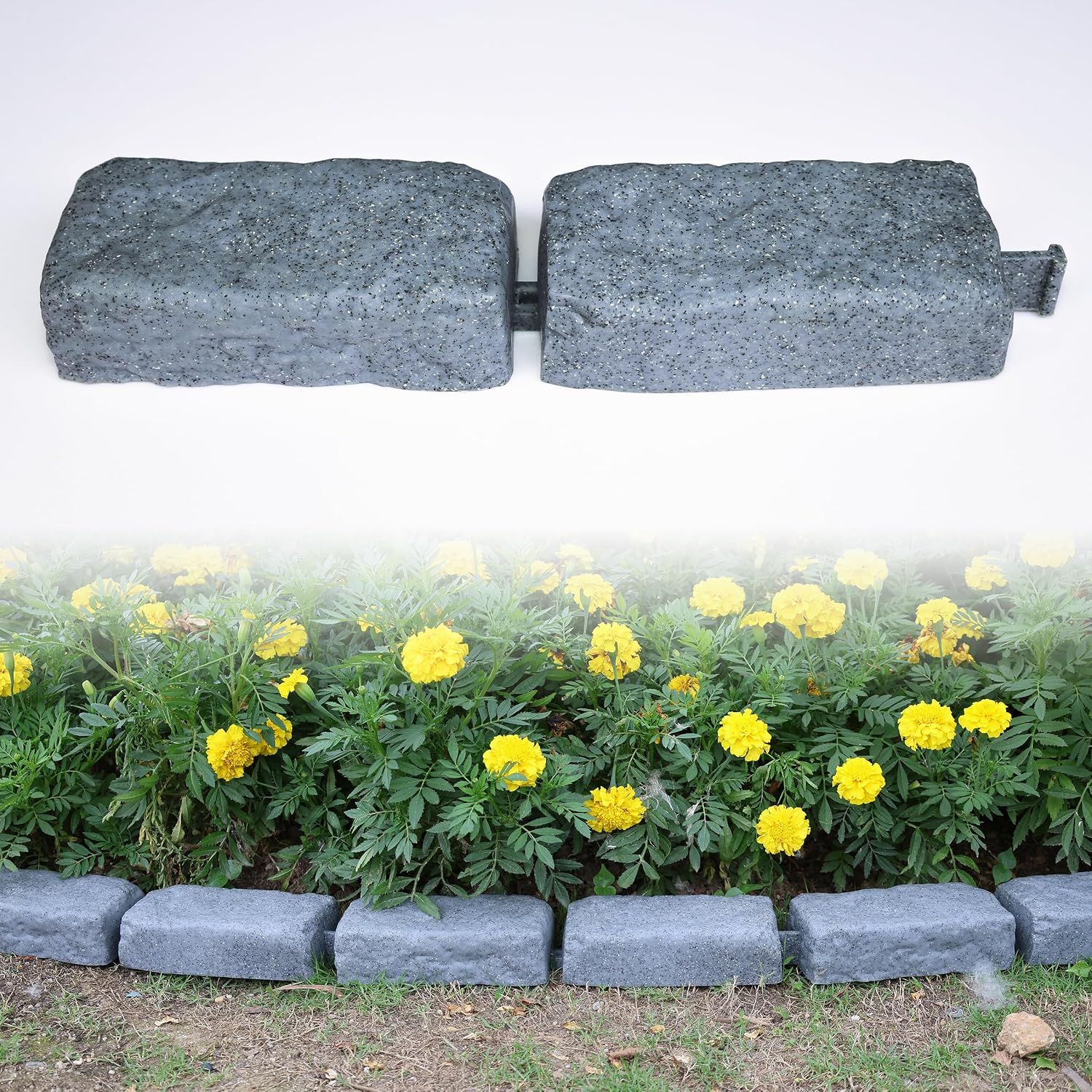 Landscape Edging Stone Kit for Lawn Edging, 12 Pack, 24 Bricks, 15.5 ft