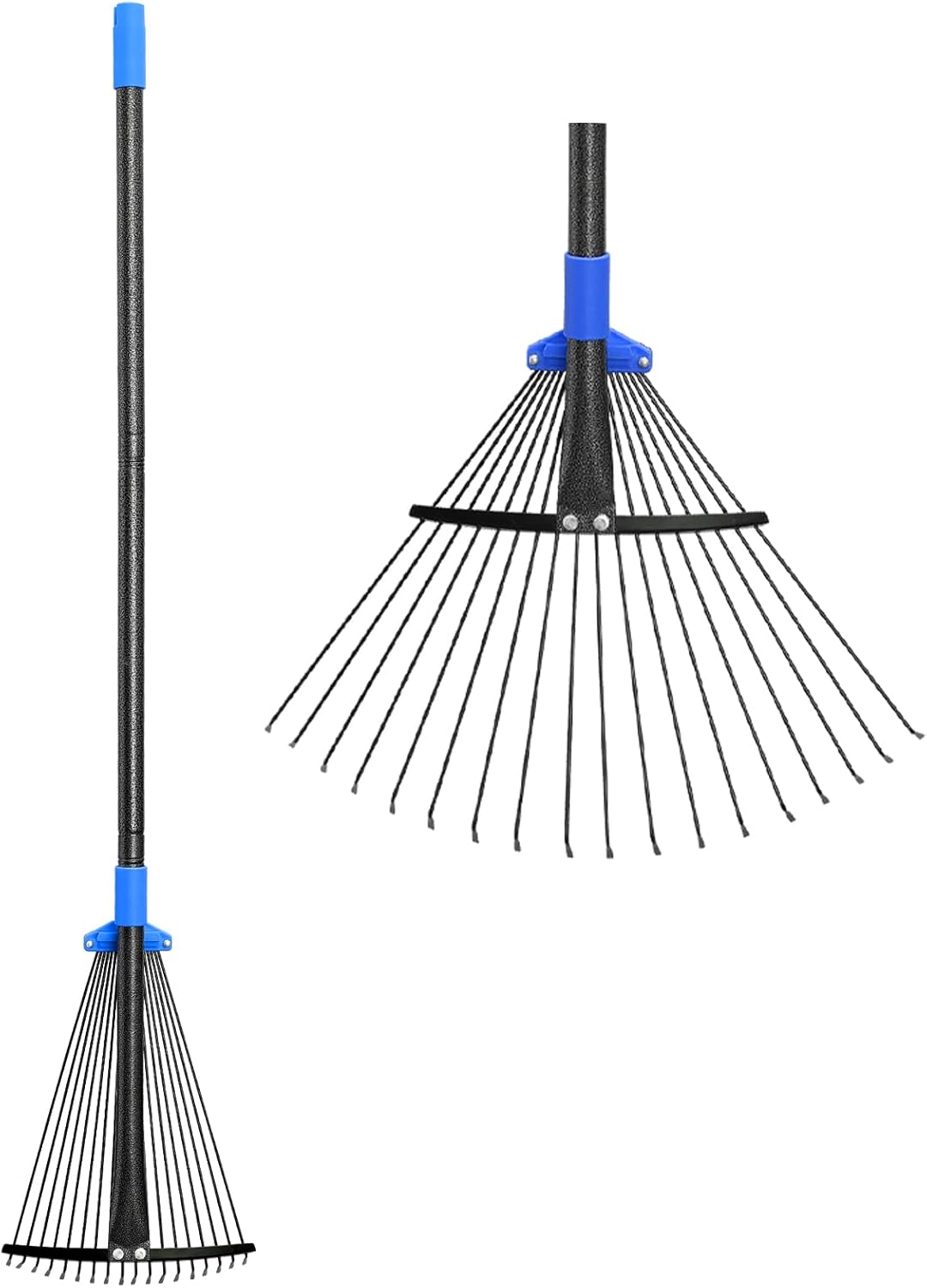 Adjustable Metal Leaf Rake, Long Handle, Heavy Duty, Expandable Head