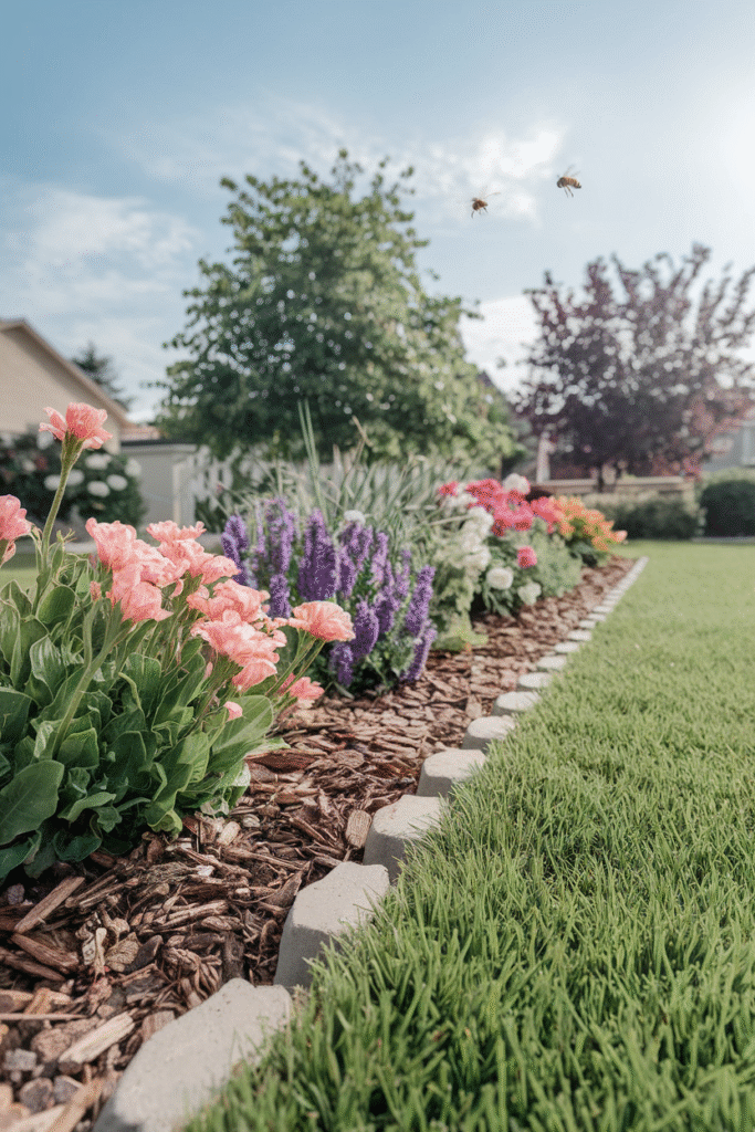 Well-defined flower bed edge improving the garden's overall look