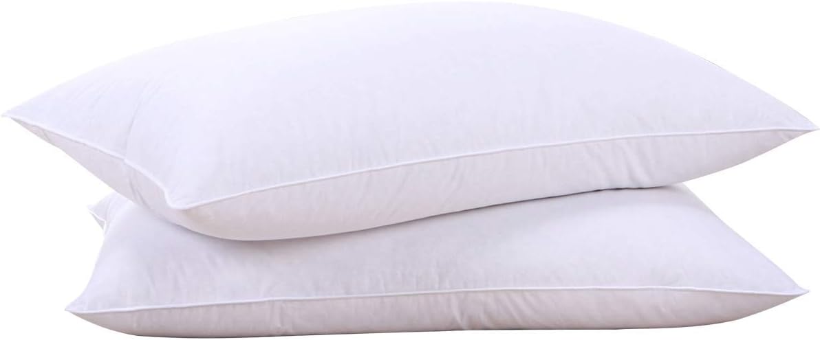 puredown Goose Feather and Down White Bed Pillows with Cotton Cover