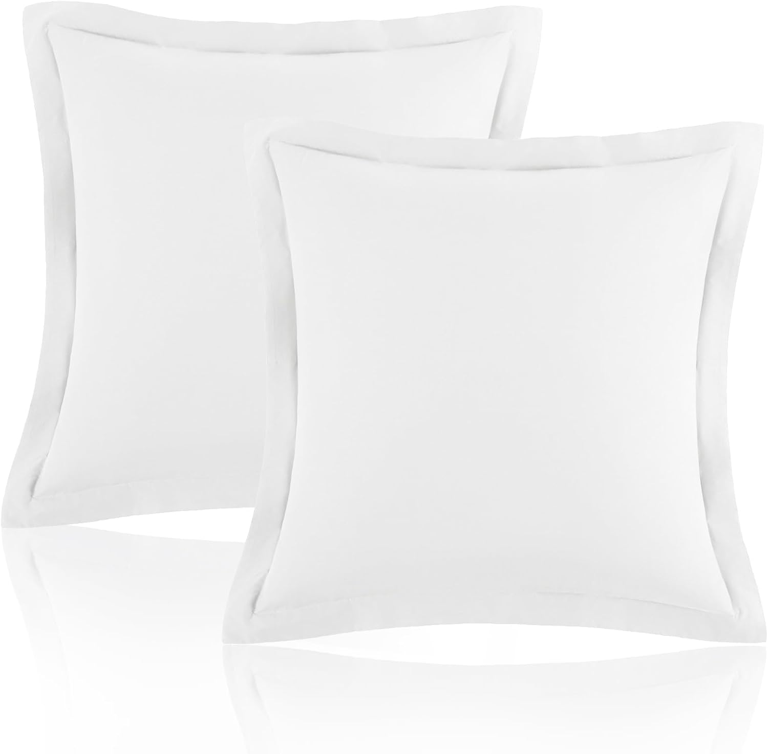 Homiest White Euro Sham Covers, 26 x 26 Inch, Set of 2, Wide Flange