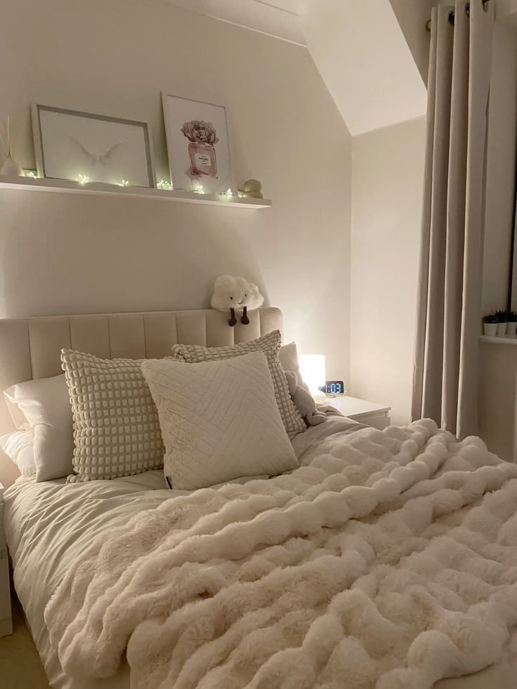 Bed featuring quality fabrics that support a fluffy, textured look