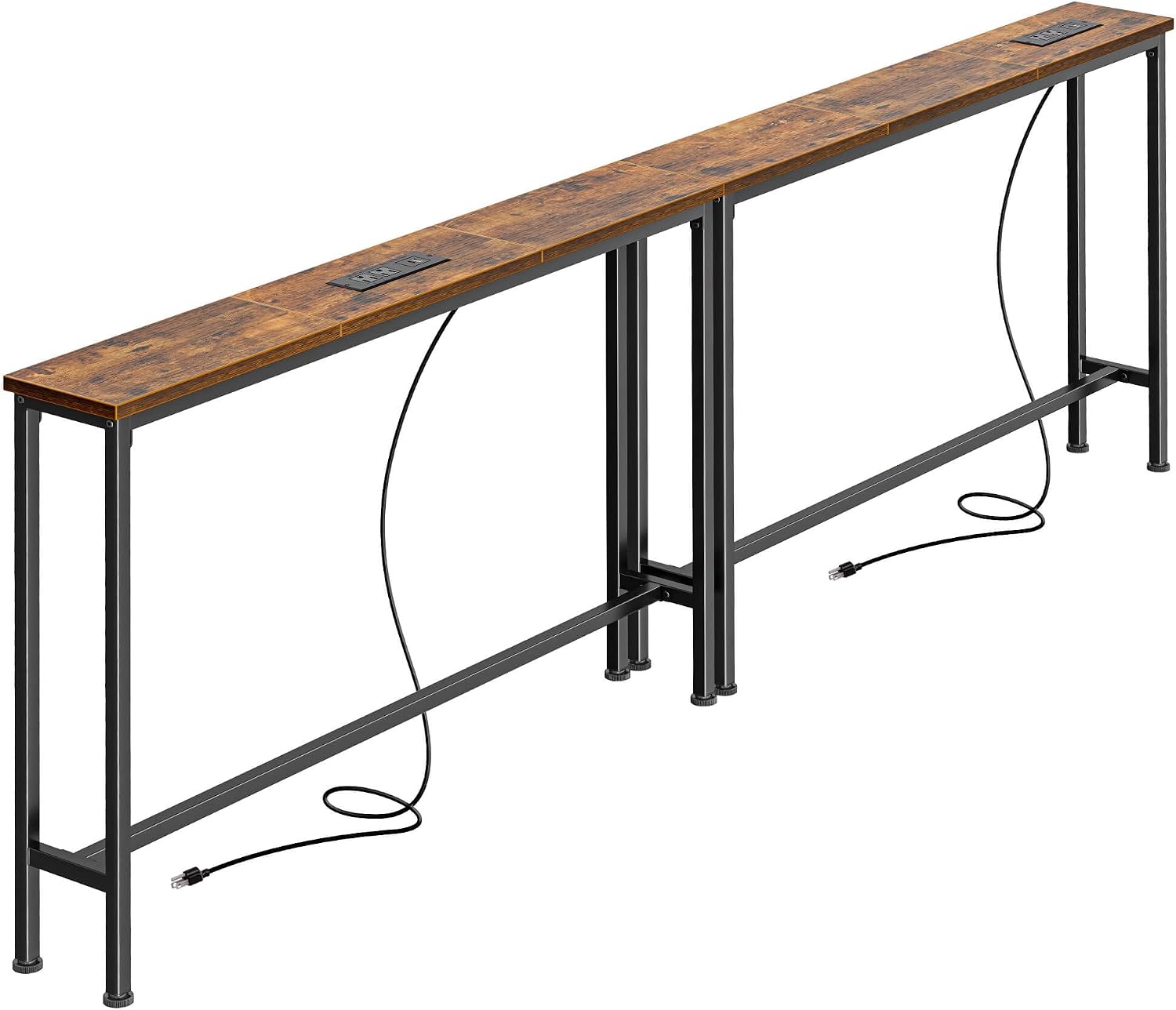 SUPERJARE 78.8 Inch Narrow Console Table Behind Couch with Charging Stations