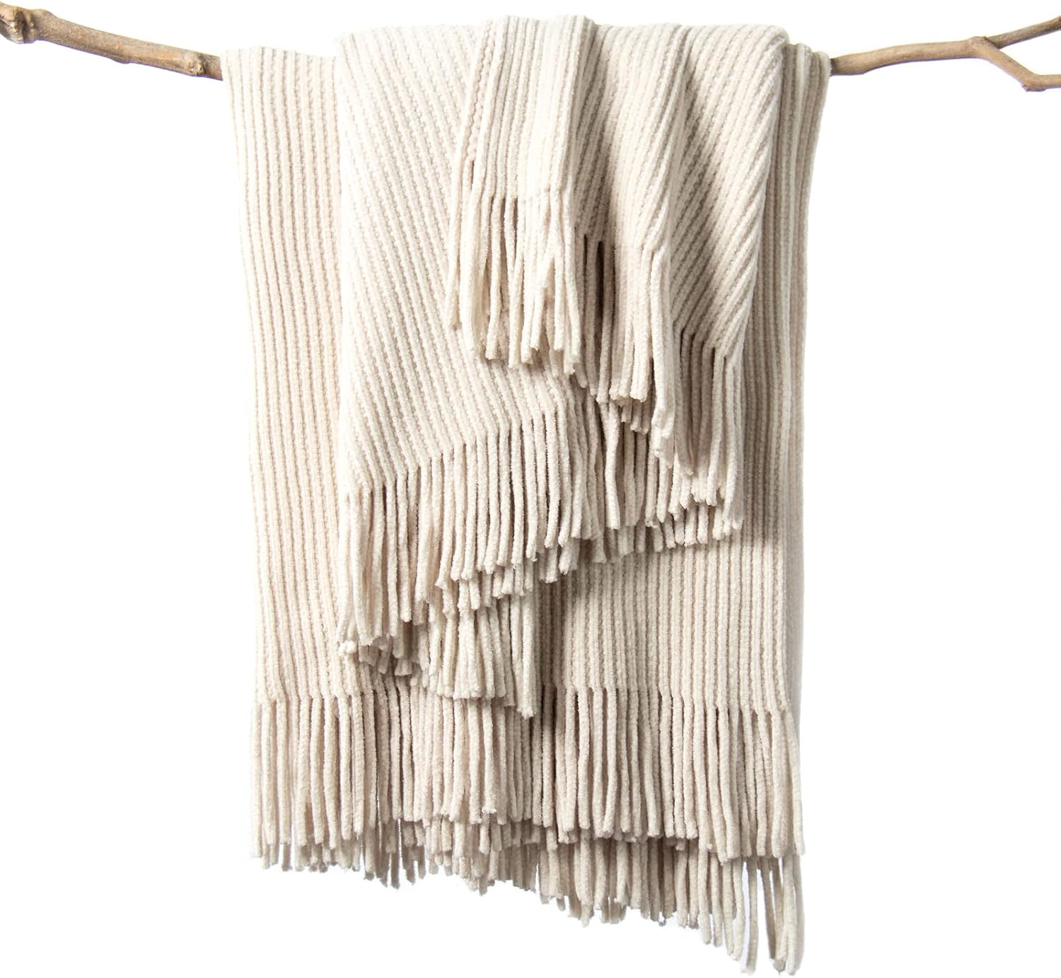 lifein Chenille Throw Blanket, 50 x 60 Inch, Soft Boho Knit Farmhouse