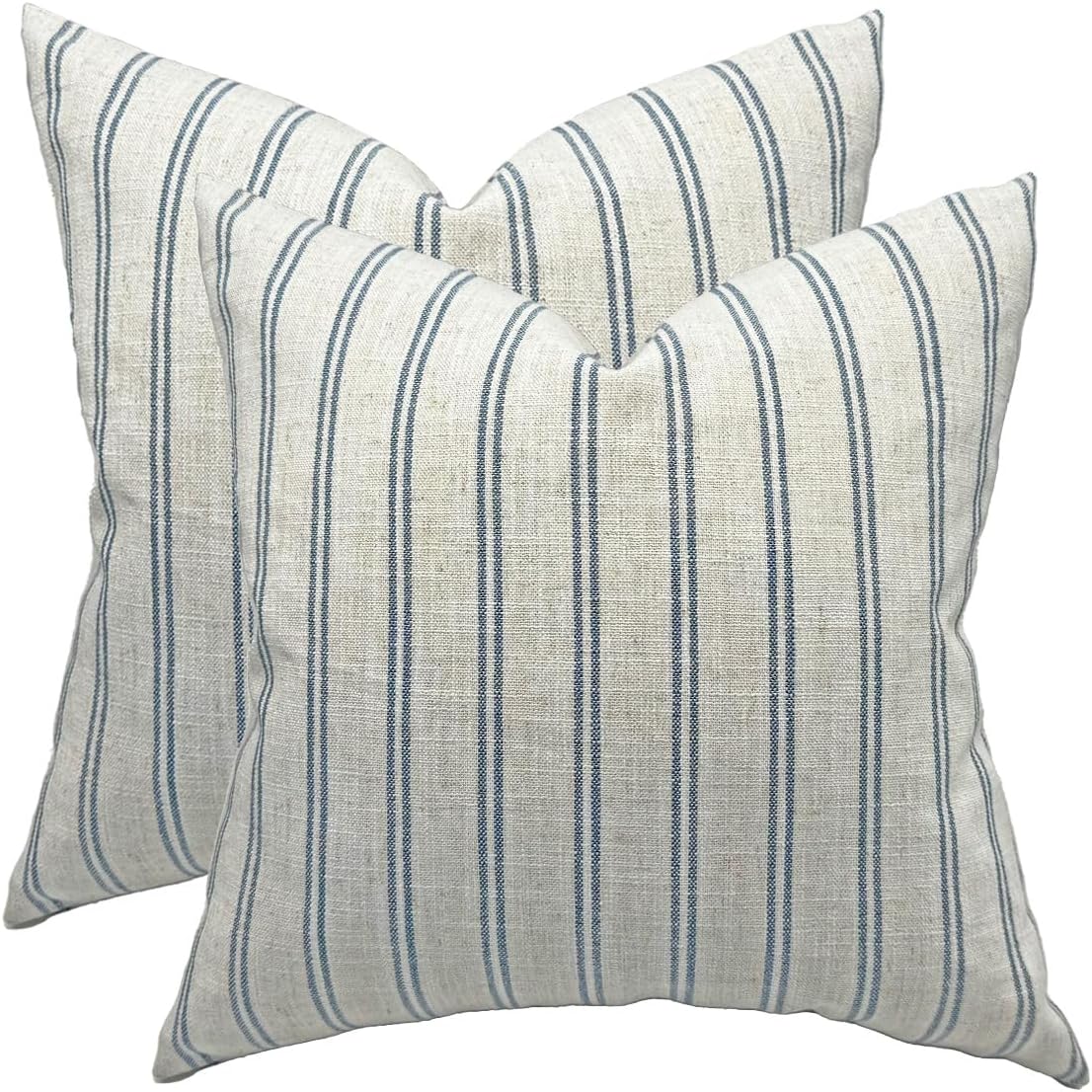 IKATYARN Farmhouse Linen Striped Throw Pillow Cover, Retro Style