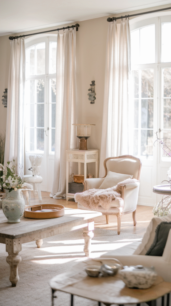 Light, airy curtains letting soft natural light fill the room