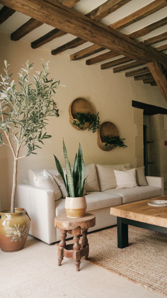 Simple, low-maintenance greenery completing the French farmhouse look