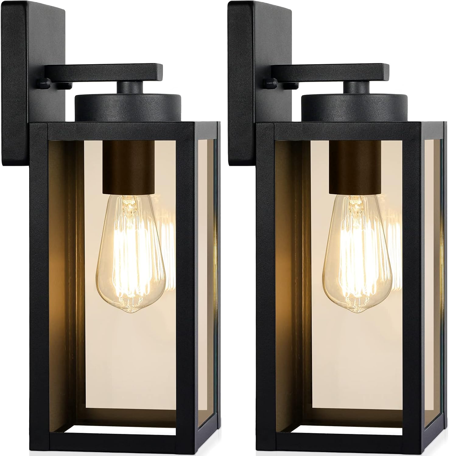 BesLowe Modern Black Exterior Outdoor Wall Lantern Light Fixtures