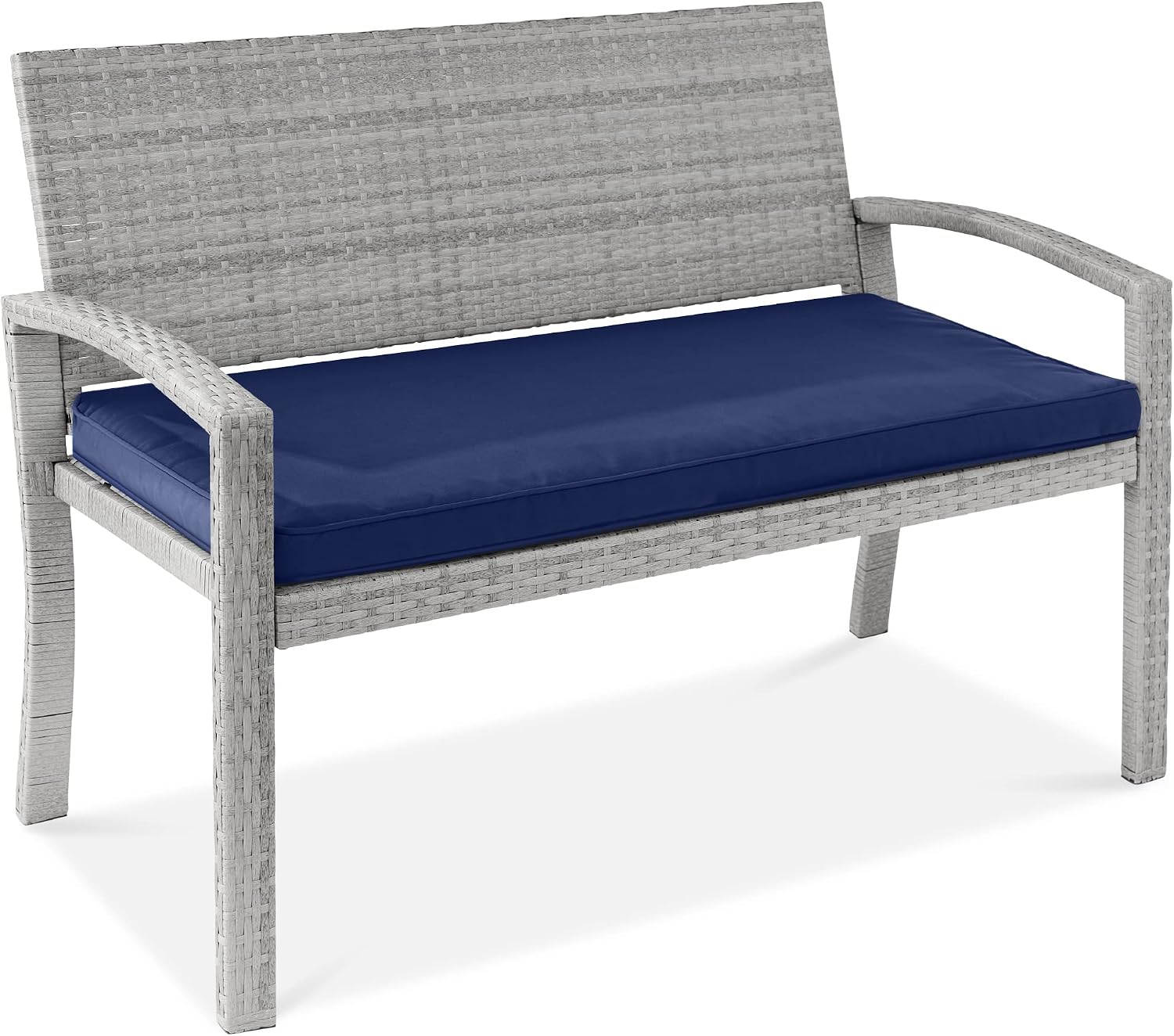 Best Choice Products 2-Person Wicker Outdoor Garden Bench with Cushion