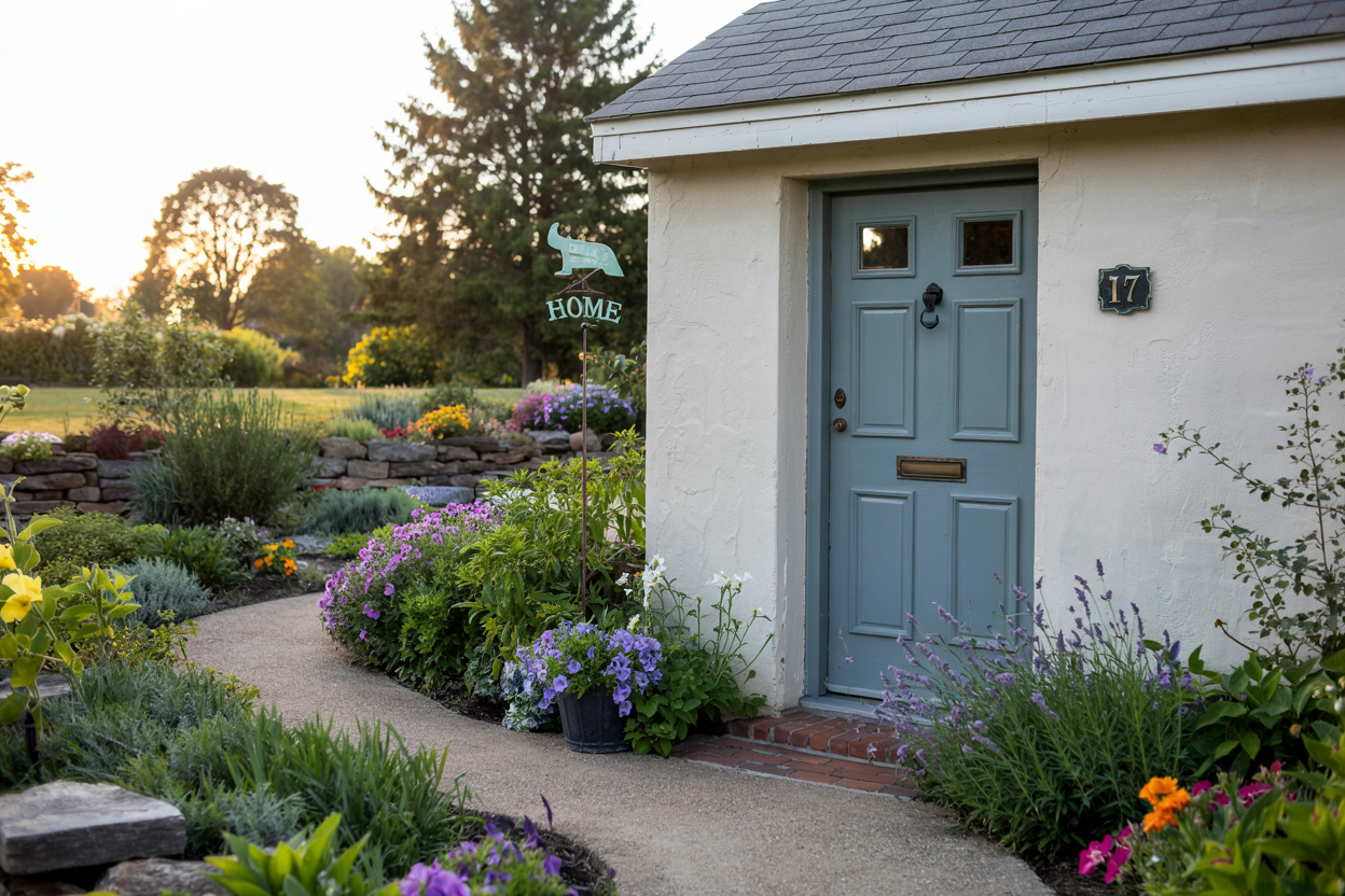 Beautiful front yard landscaping design with a quaint entrance