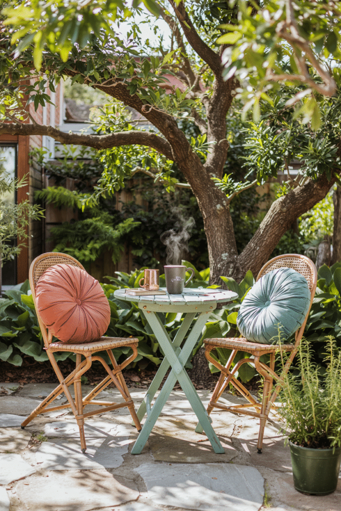 A seating spot adding a welcoming destination to the front yard
