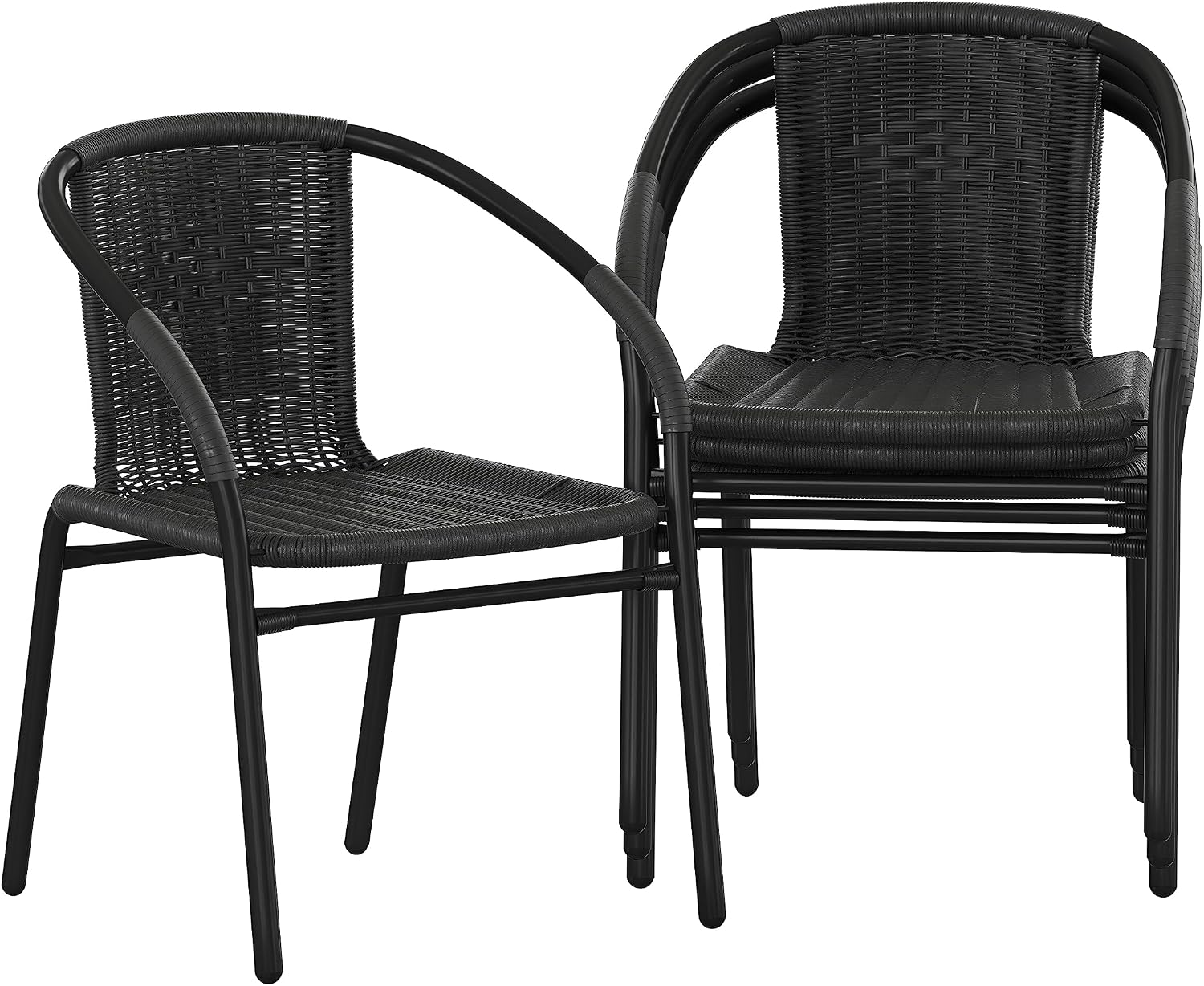Flash Furniture Lila Modern Rattan Indoor/Outdoor Stackable Dining Chairs