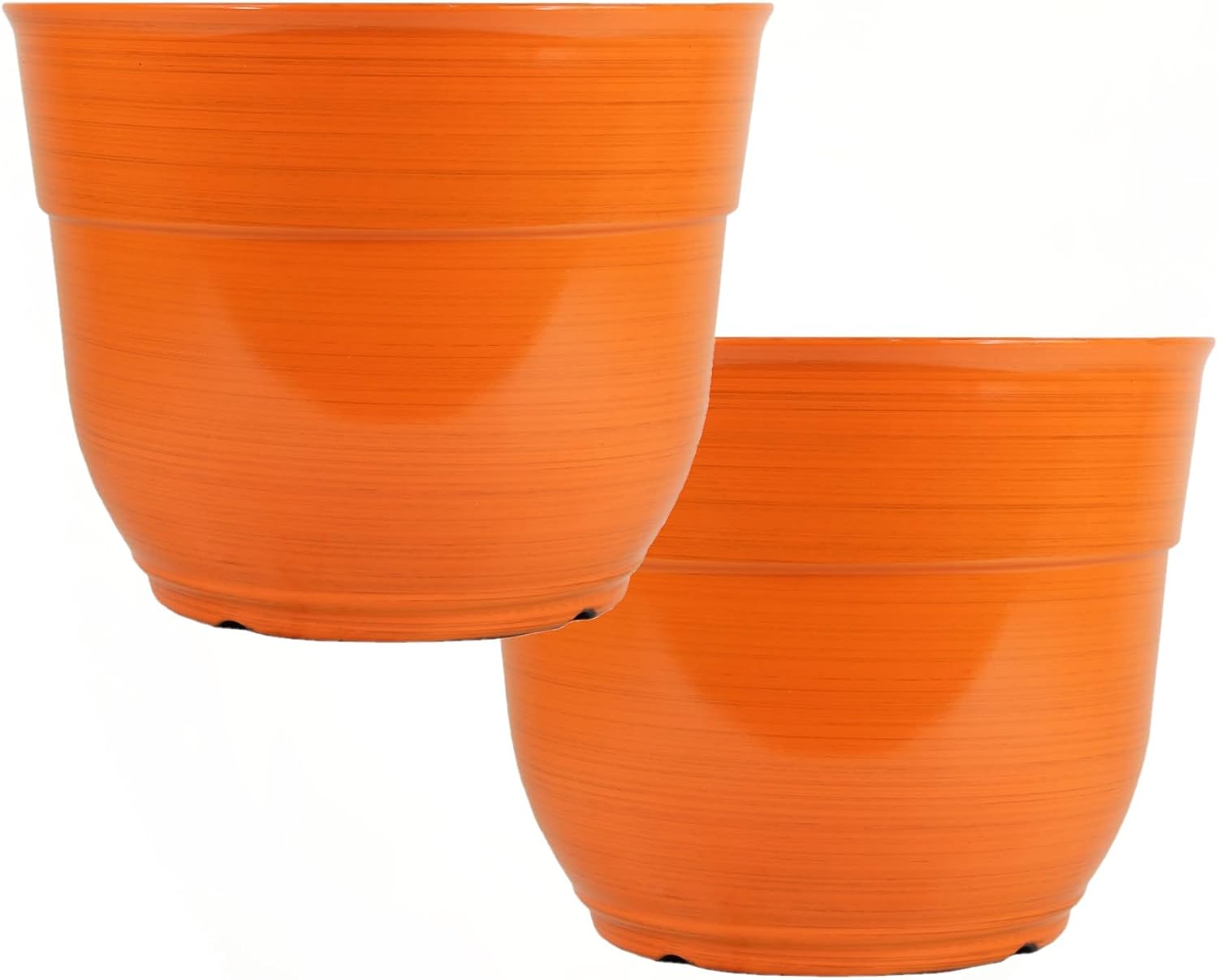 Garden Elements Glazed Brushed Happy Plastic Planter, Large, Indoor and Outdoor