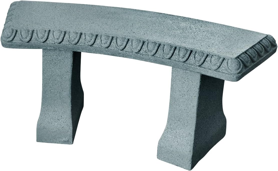 EMSCO Group Garden Bench Statue, Natural Granite Look, Lightweight Resin
