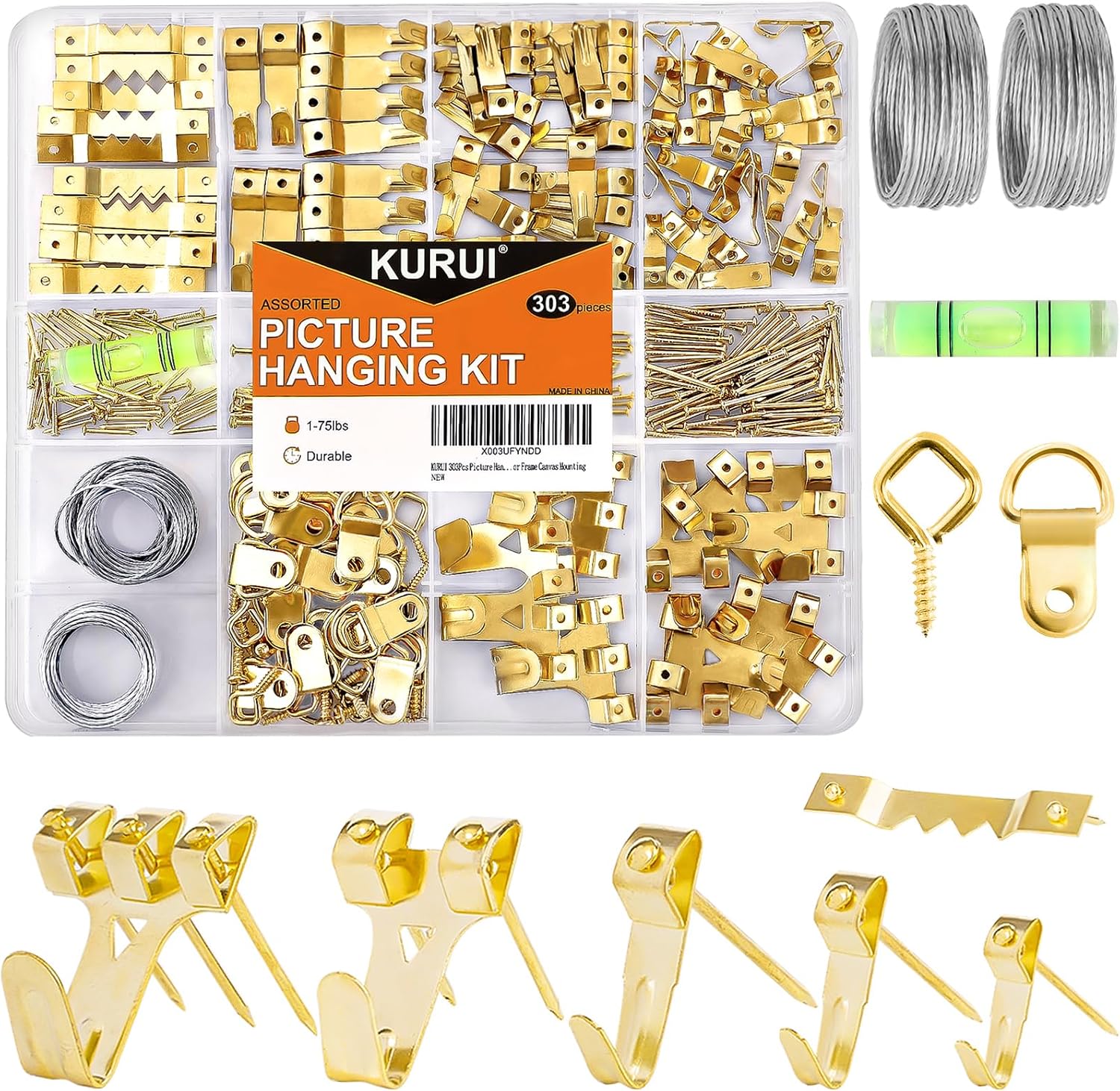 KURUI 303 Pcs Picture Hanging Kit, Assorted Hangers, Heavy Duty