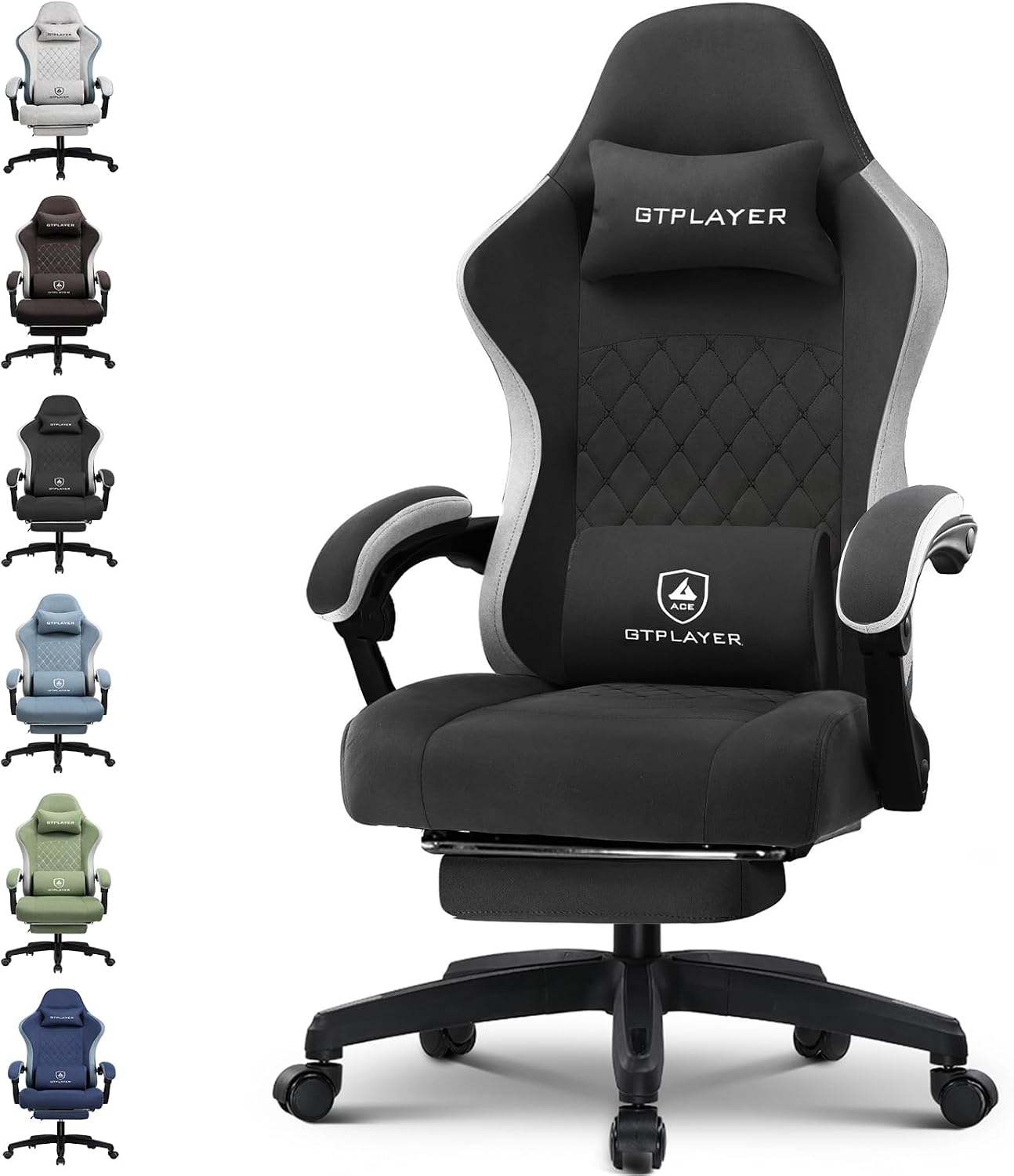 GTPLAYER Gaming Chair with Pocket Spring Cushion, Linkage Armrests and Footrest