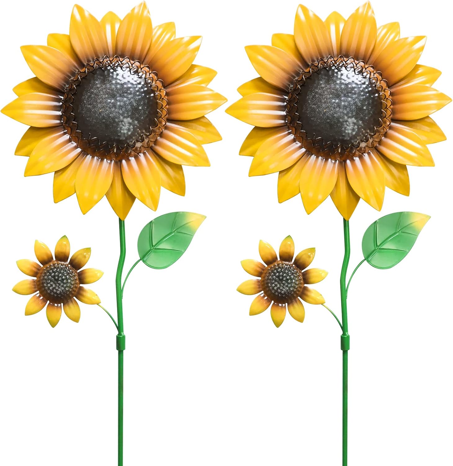YEAHOME Sunflower Garden Stakes, 2 Pack, 22.4 Inch, Metal Garden Decor