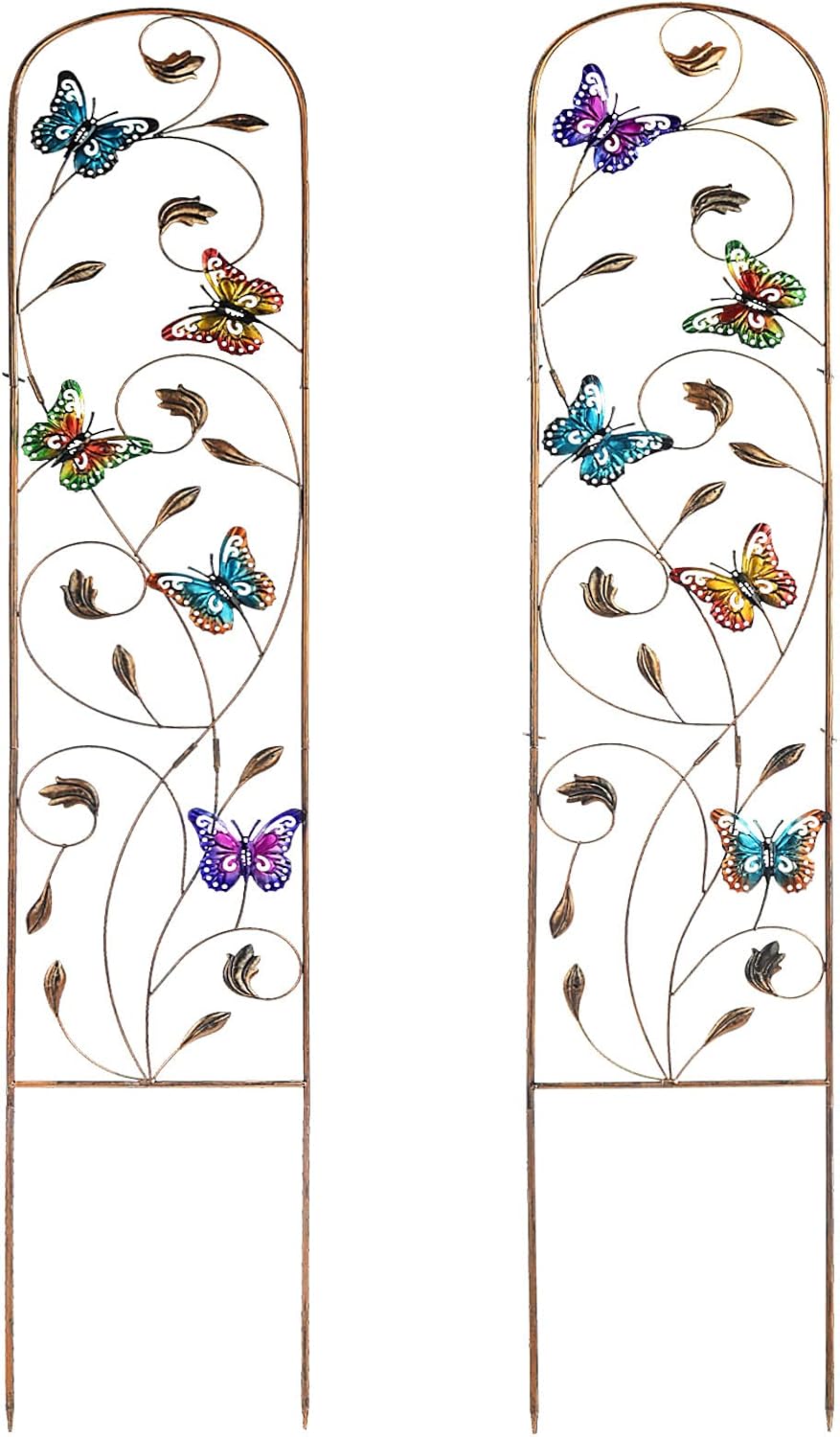 SUNNYPARK Butterfly Metal Garden Trellis for Climbing Plants, Set of 2