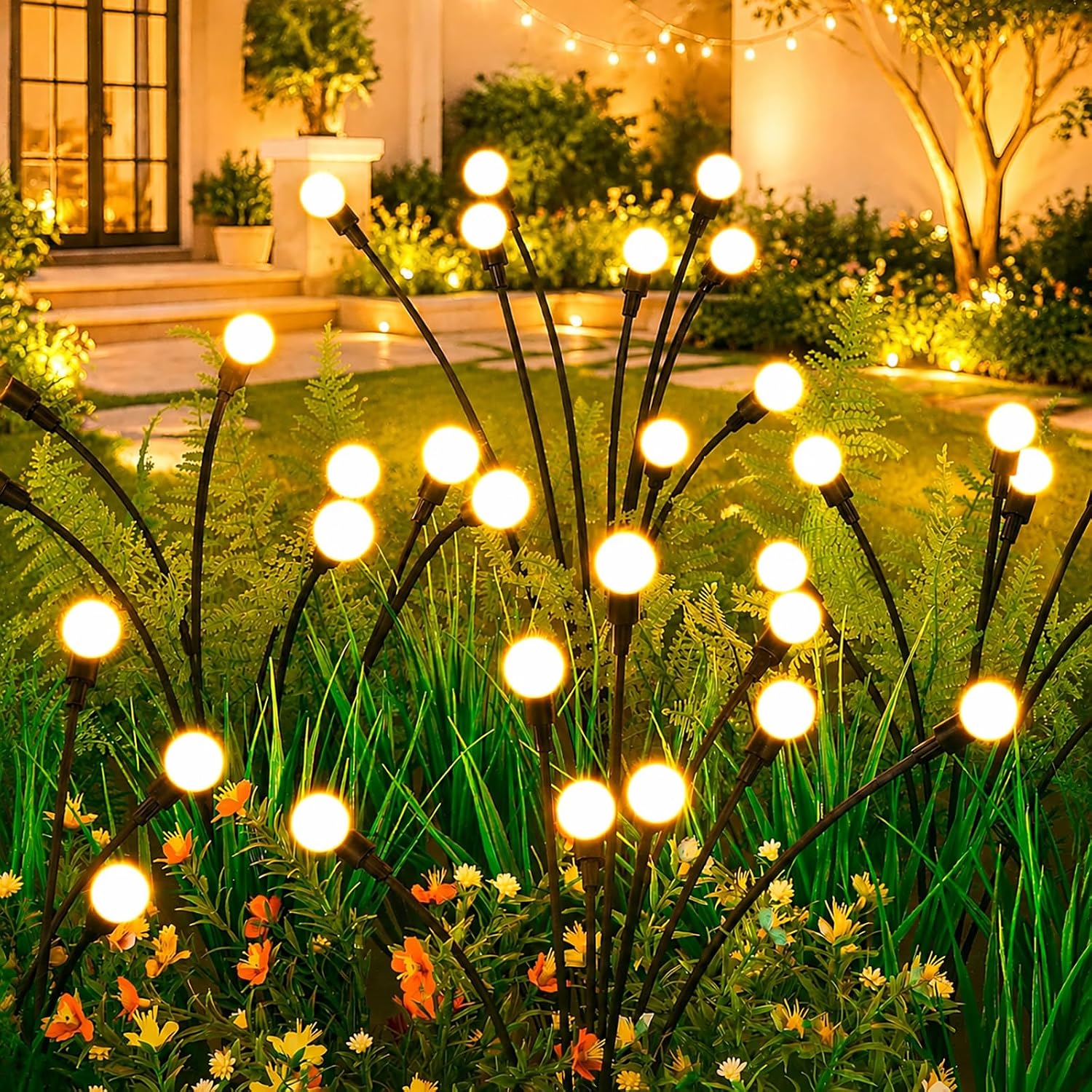 ASMAD Solar Garden Lights Outdoor, 4 Pack, 32 LEDs, Fairy Lights