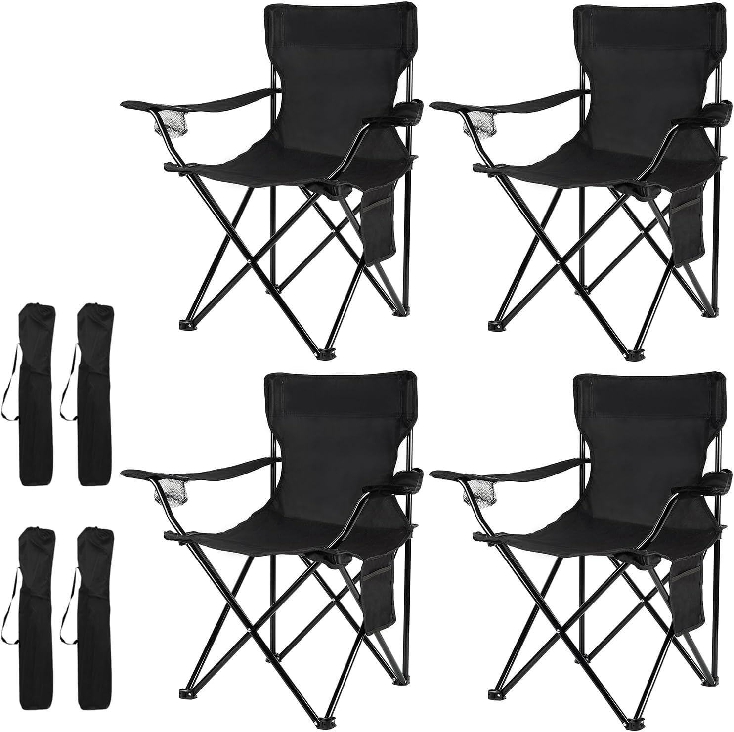 Damei Century Folding Camping Chairs, 4 Pack, Portable for Beach, Lawn and Yard