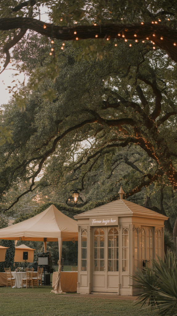 A well-chosen garden venue with flat ground and natural shade