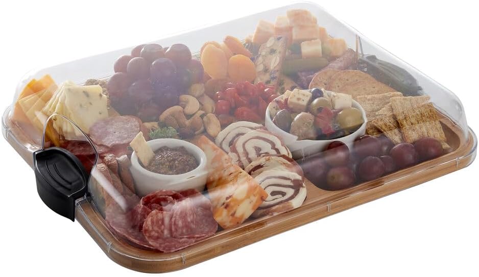 Farberware Build-A-Board, 11 x 14 Inch Bamboo Cutting Board with Lid