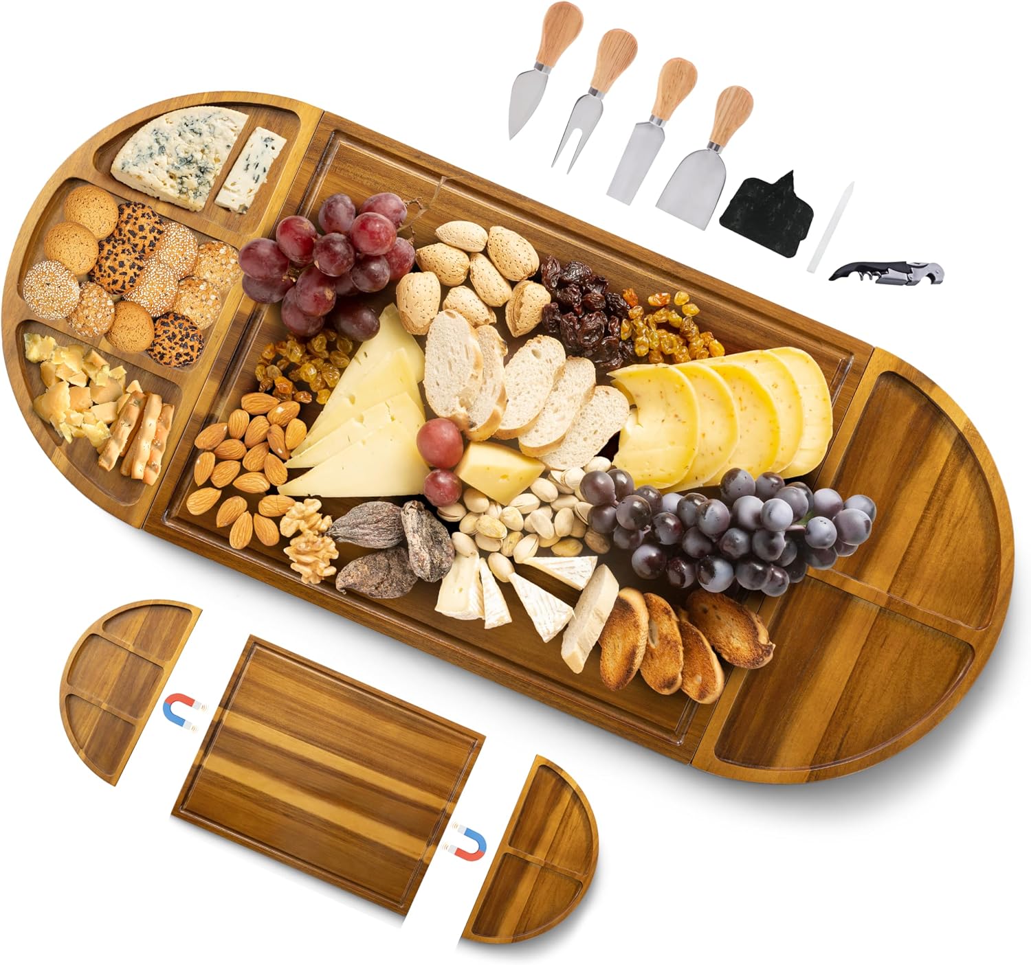 Extra Large Charcuterie Board, 30 x 13 Inch, Acacia Cheese Board Set