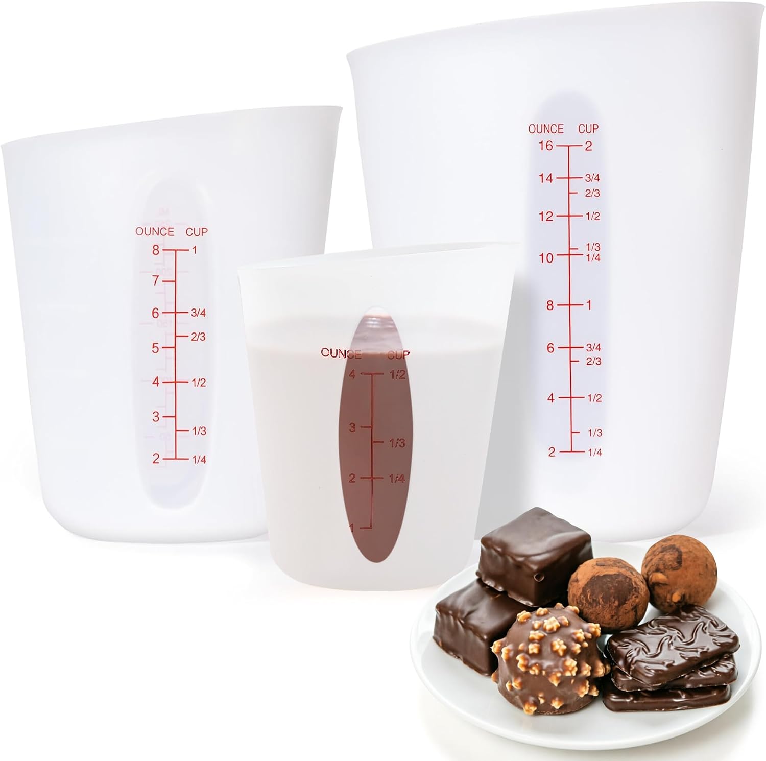 Food-Grade Silicone Cups for Melting Chocolate, 3 Pcs, BPA Free