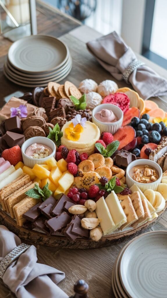 Decadent dessert charcuterie board with sweet treats