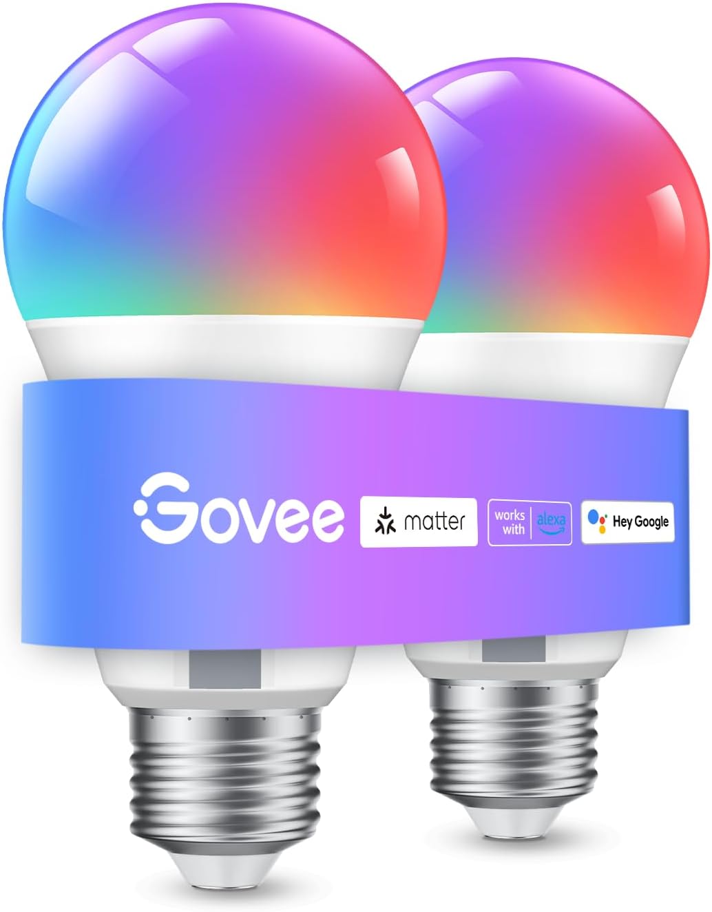 Govee Smart Light Bulbs, 2 Pack, A19 LED, 800 Lumen, E26 Base