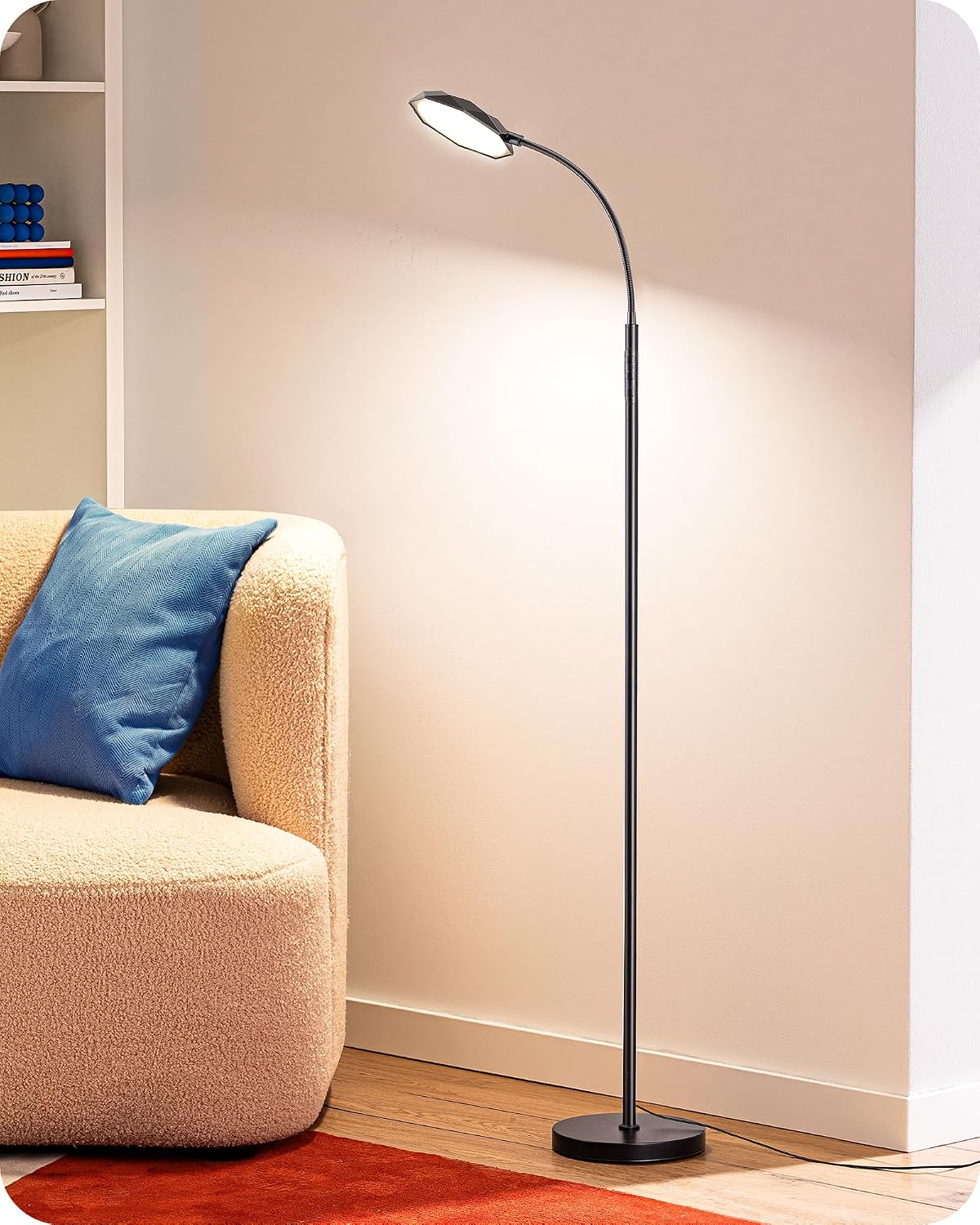 EDISHINE LED Reading Floor Lamp, 1300 Lumen, Super Bright, Black