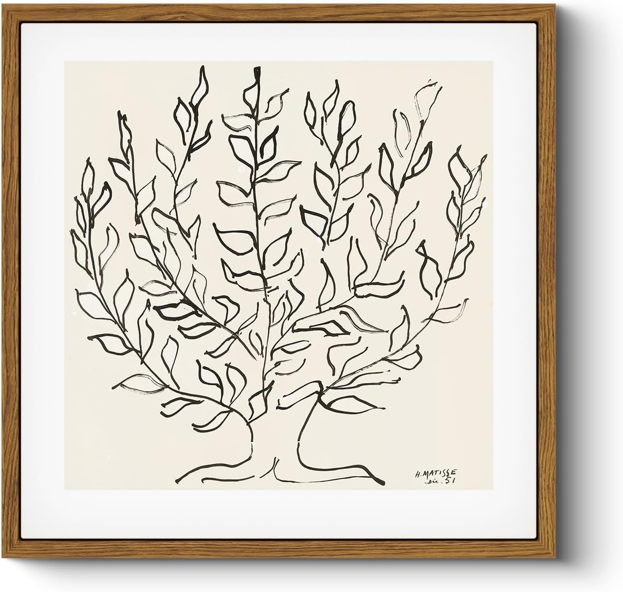 HUARCEY Vintage Framed Canvas Wall Art, Plain Tree Drawing, Boho Botanical