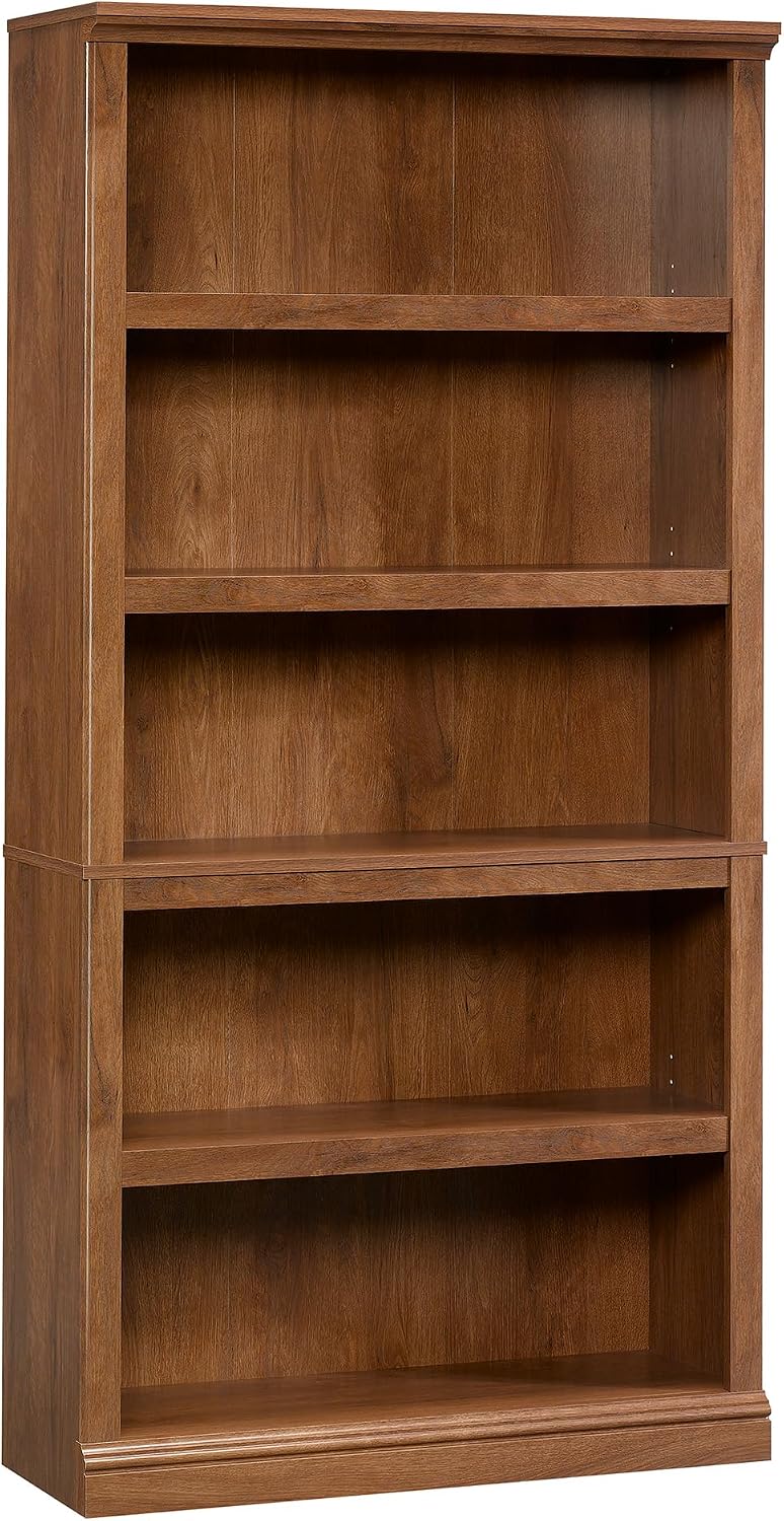 Sauder 5-Shelf Split Bookcase, Oiled Oak Finish