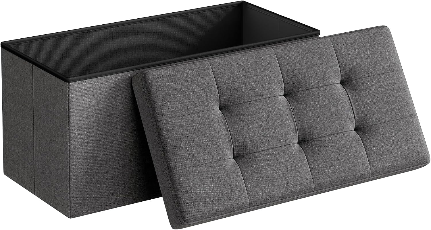 SONGMICS 30 Inch Folding Storage Ottoman Bench, 660 lb Load