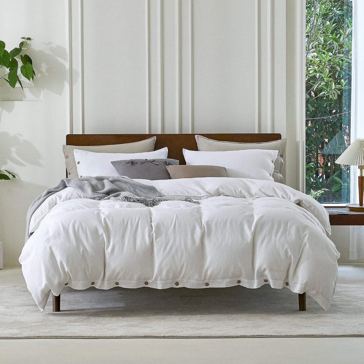 EVERLY 100% Pure Linen Duvet Cover Set, Queen, 90 x 90 Inch, 3 Pcs