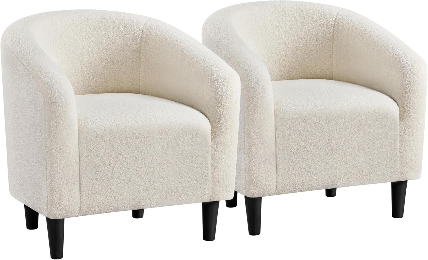 Yaheetech Compact Sherpa Accent Chairs, Set of 2, Ivory, for Small Spaces