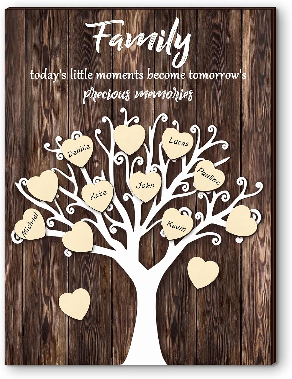 Yookeer Family Tree Wall Decor with 25 Wood Hearts, Wooden Sign